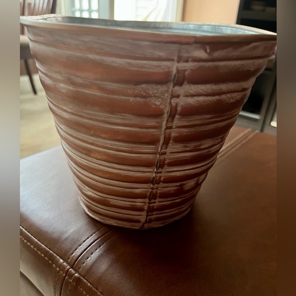 Bronze/Orange and White Decorative Metal Container - Picture 2 of 4